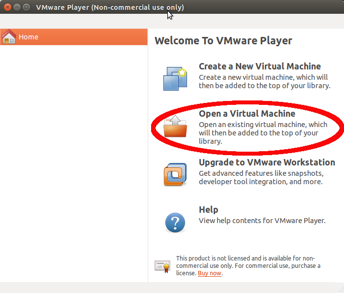 VMPlayer before selecting VM